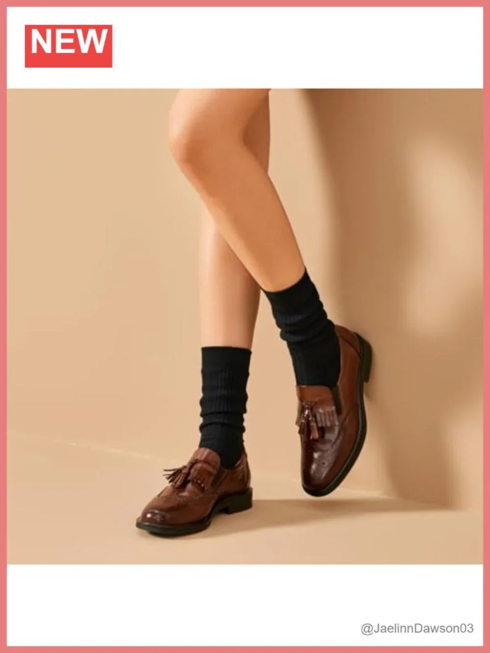 Women's Genuine Calfskin Leather Tassel Loafers Brogue Wingtip Slip-on